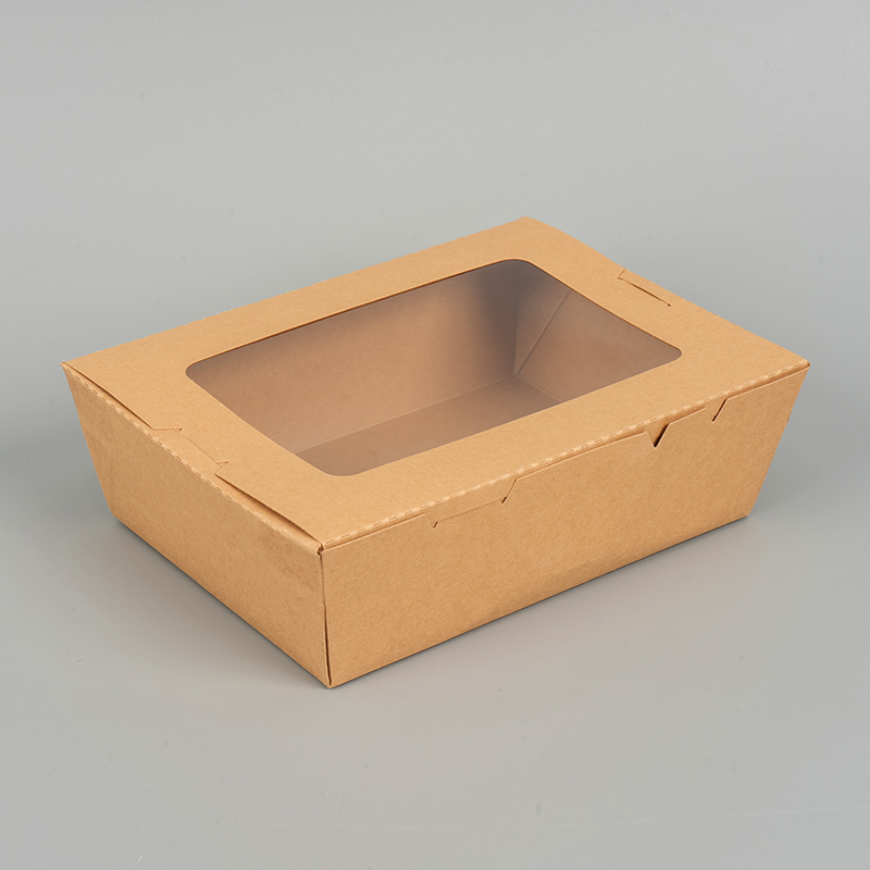Caja de lonchera de papel de Kraft de una sola ventana